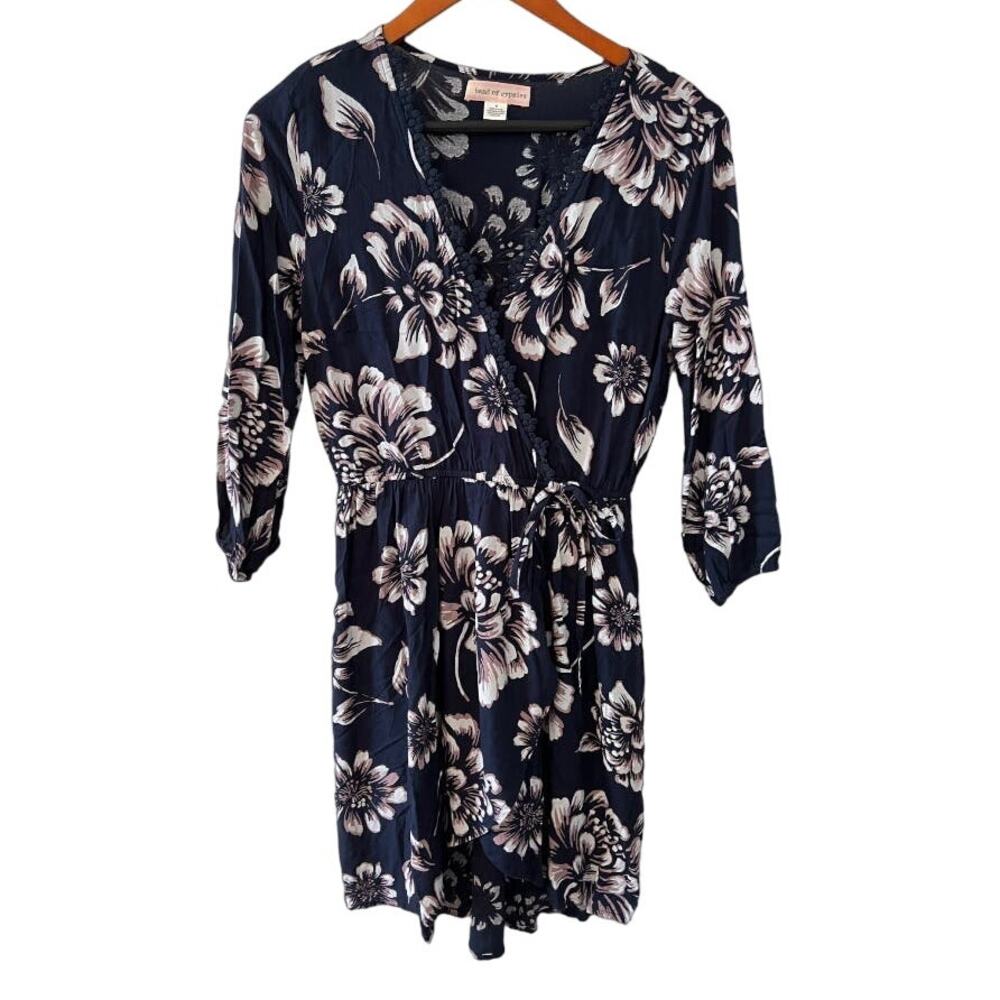 Band of Gypsies BOG blue floral faux wrap mini dress